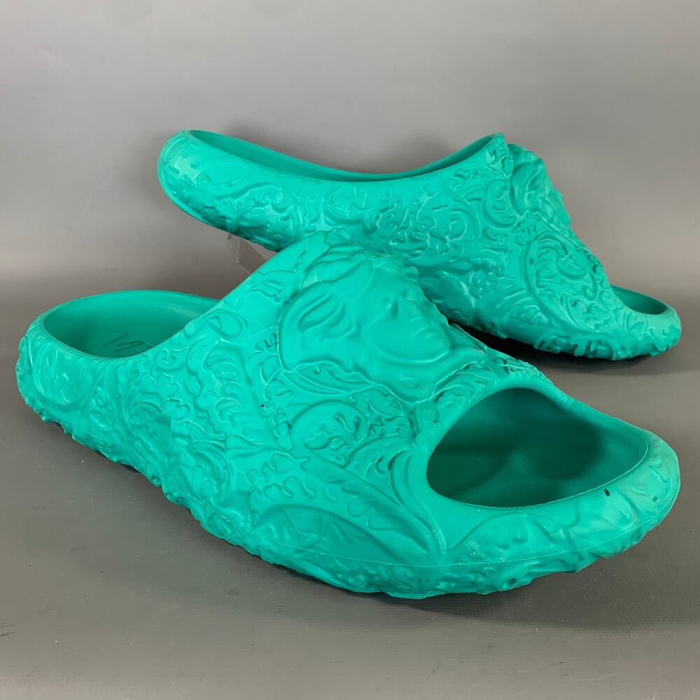 VERSACE Size 9 Green Rubber Slip On Sandals